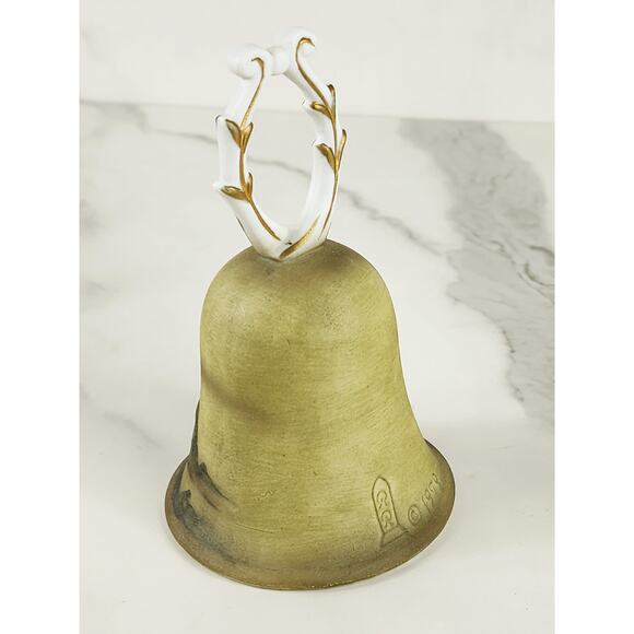 Bisque Praying Madonna Bell 5 3/4" Porcelain 1979 Hand Painted Roman Mexico - Picture 5 of 14